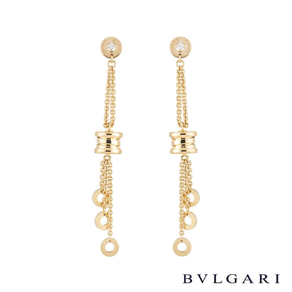 Bvlgari Yellow Gold Diamond B Zero1 Earrings Rich Diamonds